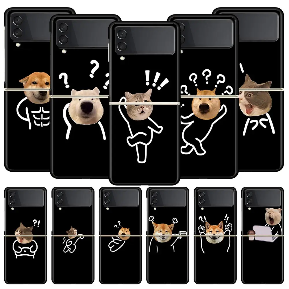Lovers Creative Funny Cartoon Cat Dog Z Flip 4 Custodia Per Telefono Per Samsung Z Flip 3 5G Hard Shell Galaxy Zflip3 Zflip5 Cover Pieghevole