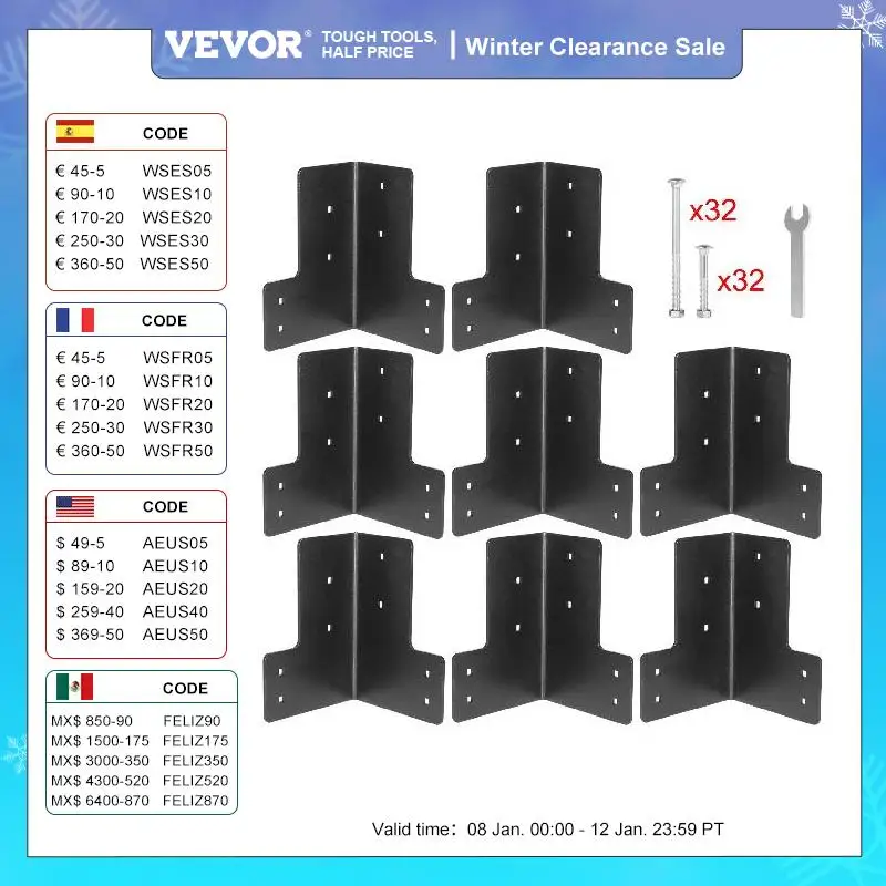 VEVOR8PCSWorkbenchCornerBrackets4MMThickGalvanizedSteel