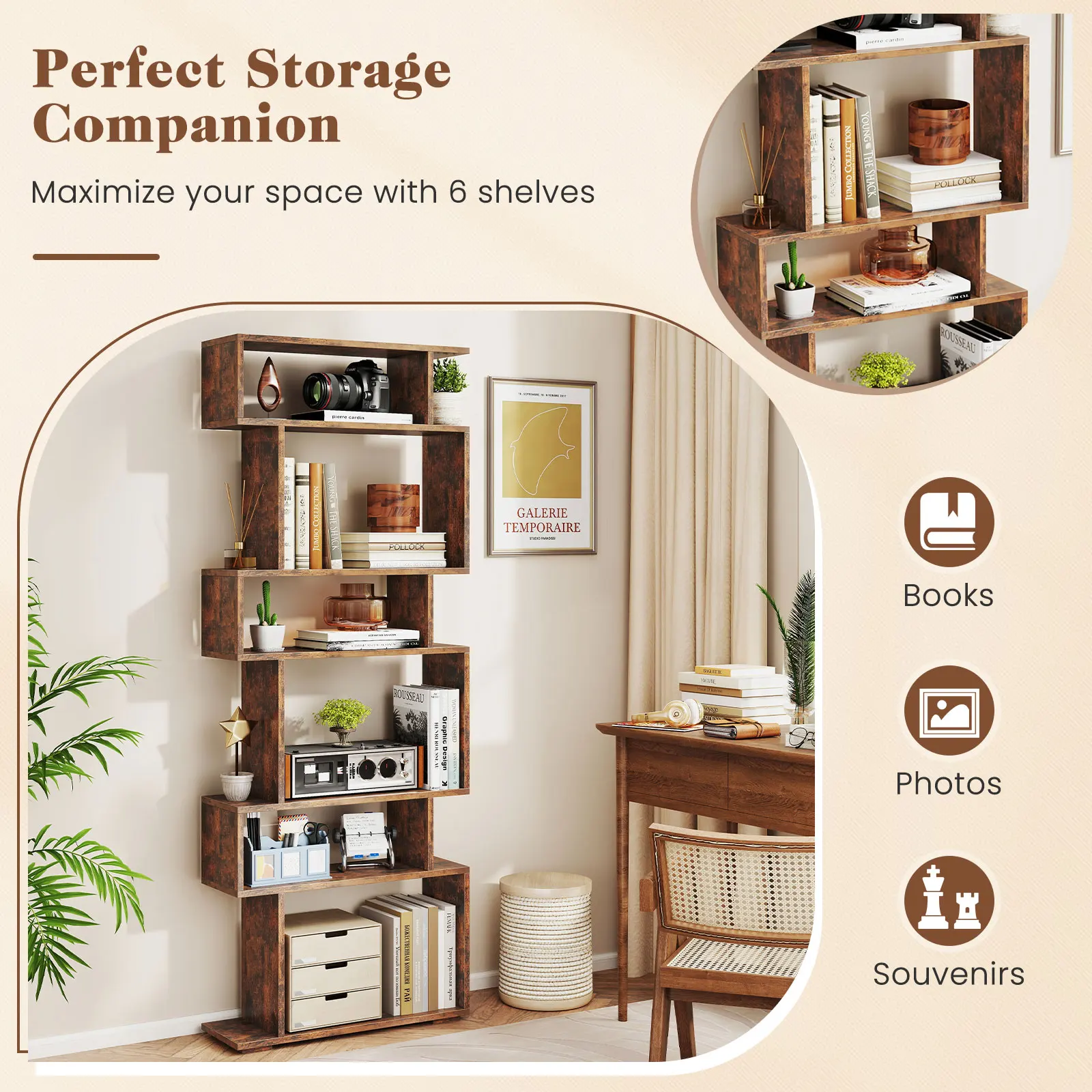 6-Tier S-Shaped Bookshelf 3