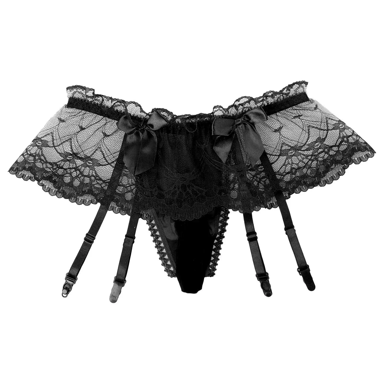 Mutandine intimo bianco 100% nuovo di zecca con slip neri giarrettiera Lingerie di pizzo rosso vedere perizoma slip traspiranti - immagine 4