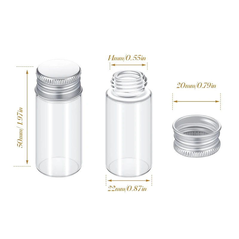 5pieces 5ml/6ml/7ml/10ml/14ml/18ml/20ml/25ml/30ml Glass Bottles with Aluminium Lids Small Mini Glass Jars 8 Sizes U-pick 4