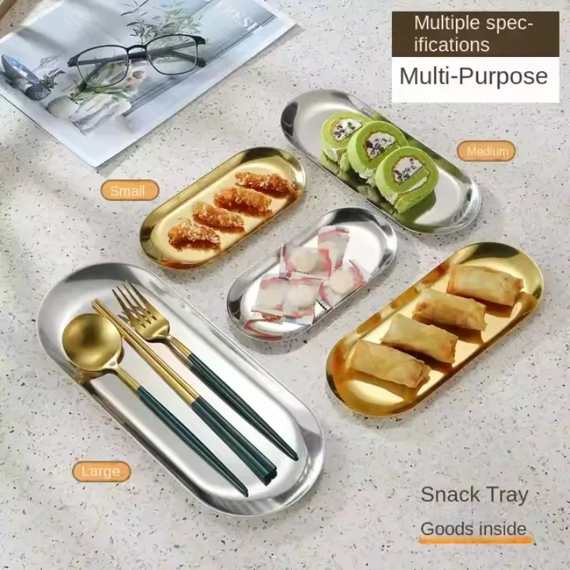 Jewelry Storage Tray Stainless Steel Jewelry Storage Tray Oval Vanity Organizer Nail Display Rack Decorative Home Decor Christmas New Year Gift