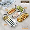 Stainless Steel  Jewelry Storage Tray Oval Vanity Organizer Nail Display Rack Decorative Home Decor Christmas New Year Gift 3