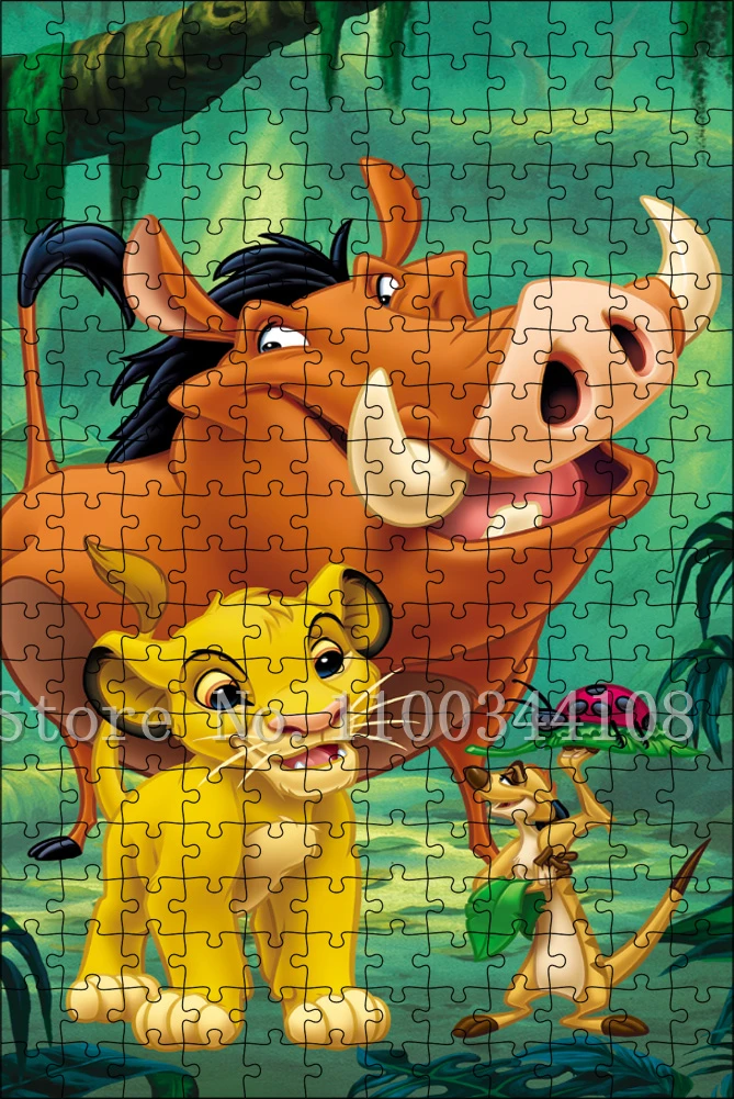 Puzzle le roi Lion Simba en bois pour adultes, 300/500/1000 pièces, dessins  animés Disney, animaux, ornement, jouets éducatifs - AliExpress