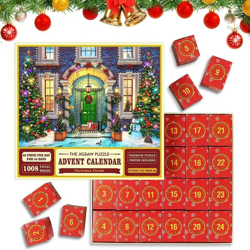 

Advent Calendar Jigsaw Puzzles 1008 Piece Countdown Puzzles Gift Christmas Themed Wedding Party Favors For Kids Children gifts