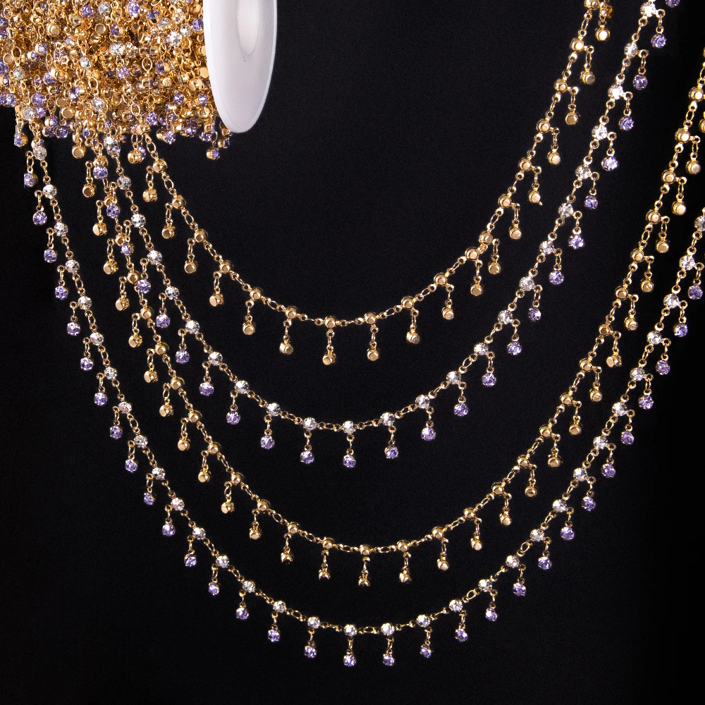 Crystal Bead Copper Chain 3