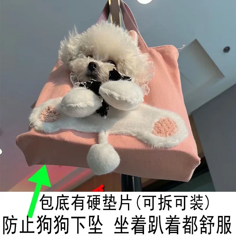 Pet Outdoor Carriers Cat Dogs Puppy Canvas Bag Cute Design High-End Puppy Carrier Seat Cushion Inside Pet Traveling Bag