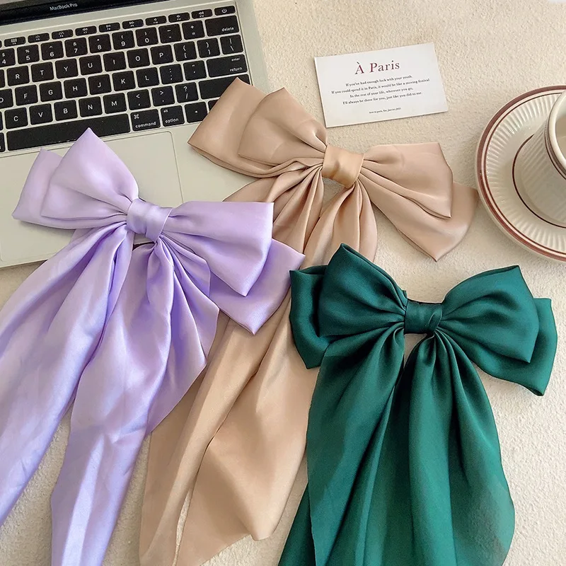 Elegant Solid Color Bow Hair Clip - Stylish Ribbon Accessory