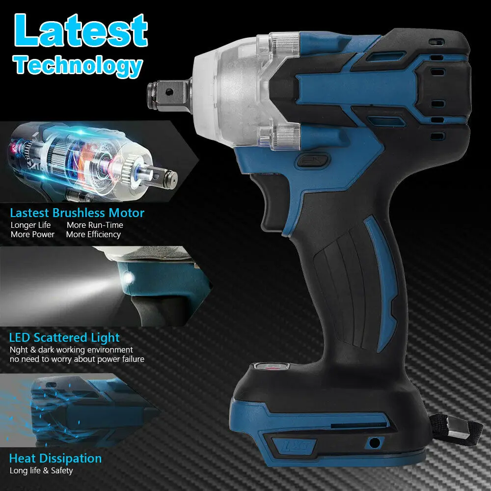 18V 520Nm Impact Wrench Electric Rattle Gun Screwdriver Speed