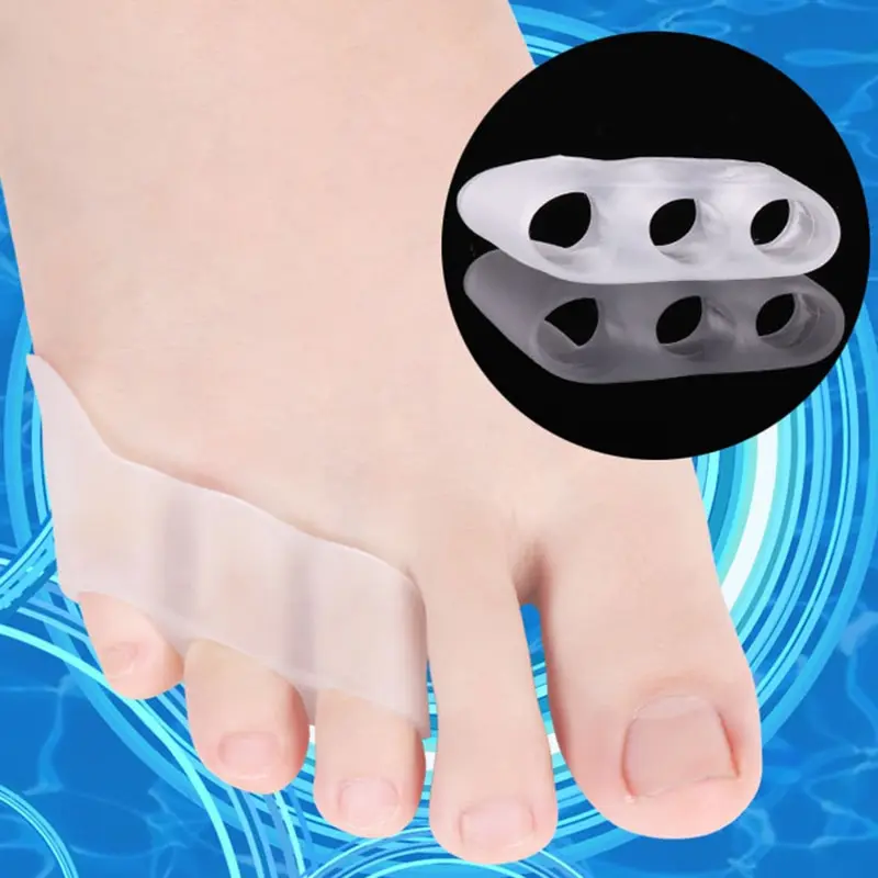 Toe Corrector 1 Pair Three Hole Small Toe Varus Splitter Protection Thumb Silicone Sleeve