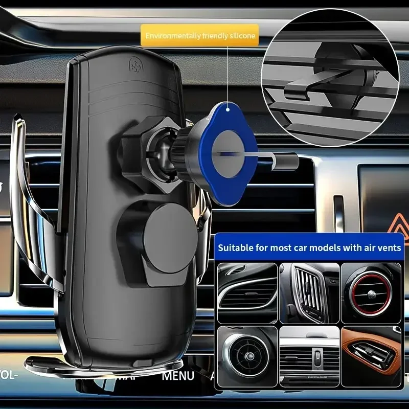 Wireless Car Charger Mount with Automatic Clamps and Fast Charging