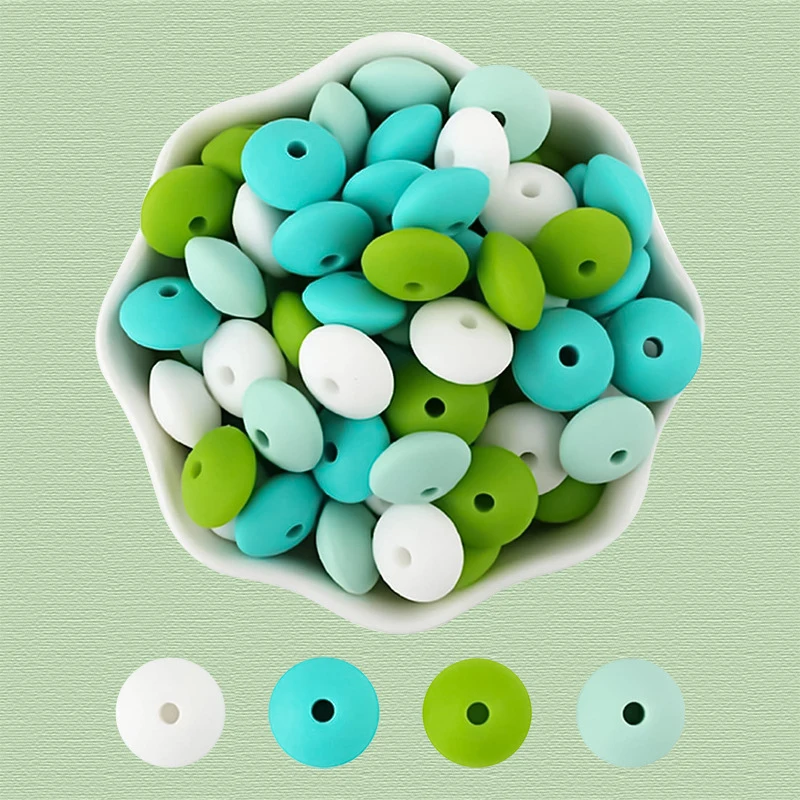 주얼리 제작용 실리콘 렌틸콩 비즈, DIY 젖꼭지 클립, 목걸이 팔찌, 주판 액세서리, 12mm, 40 개/로트