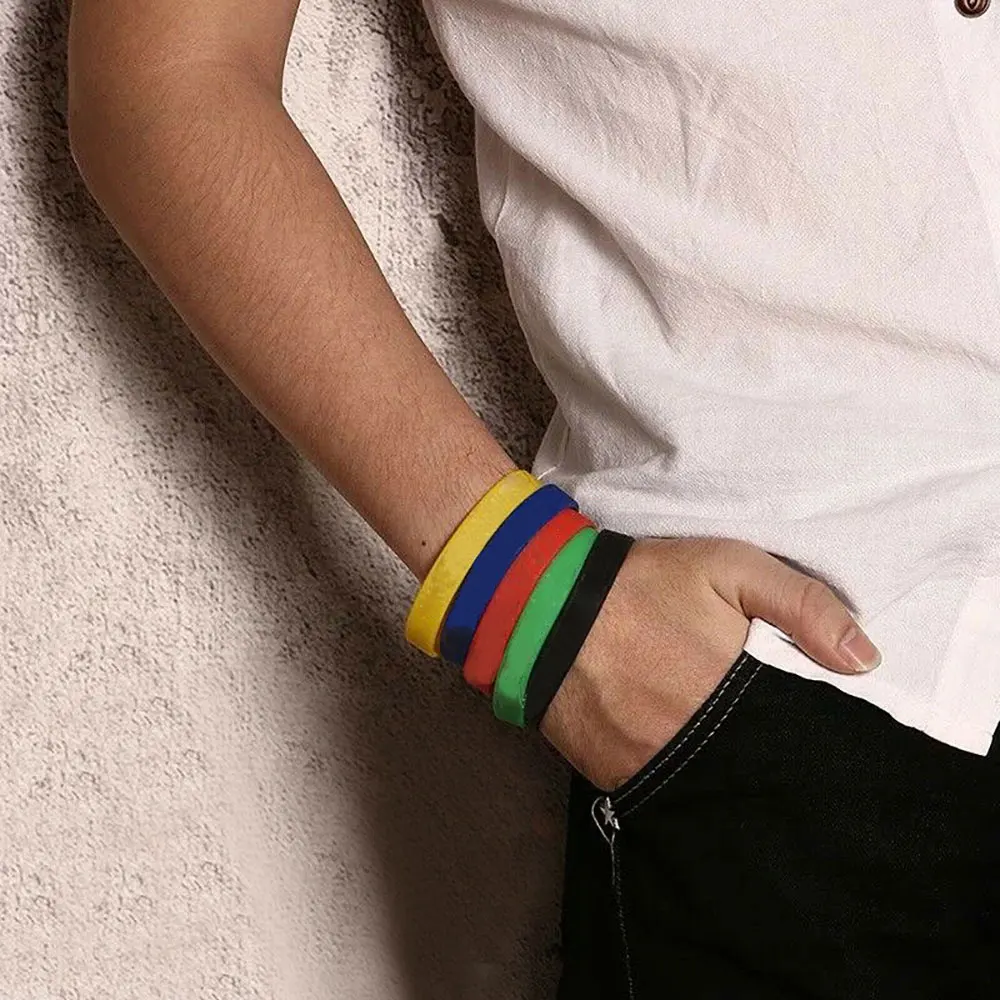 Silicone Bracelet Silicone World Personalized Silicone Bracelet Wrist Strap Solid Color Casual Hand Strap Rubber Ring Sports Bracelet
