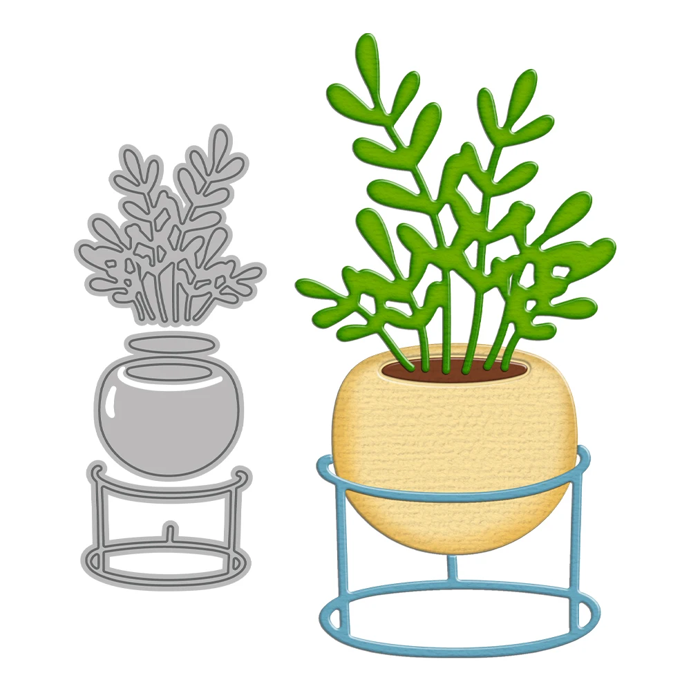 

MangoCraft Spring Potted Plants Grass Mini Cutting Dies DIY Scrapbooking Supplies Metal Dies Knife Mold For Cards Albums Decor