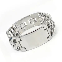 Chinese Meanings Unisex Wide Silver Color Chain Bracelet Bangle Stainless Steel Words ID Bracelet For Women Men 1