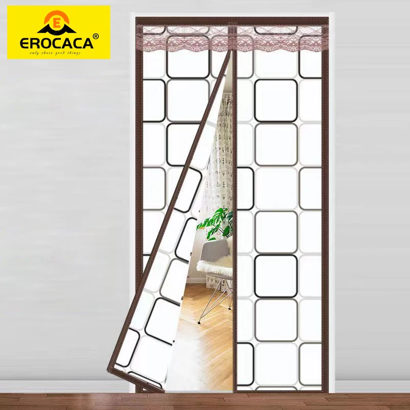 

EROCACA Brown Winter Warm Door Curtain EVA Material Magnetic Door Screen Custom Size Free Of Perforation Curtain