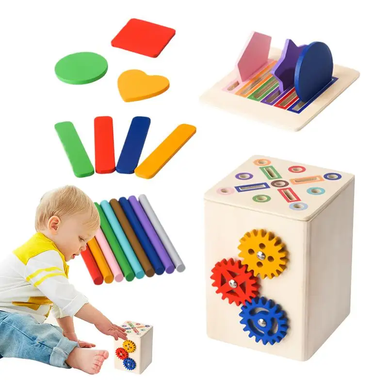 Wooden Shape Sorter Toy Sensory Developmental Games Wooden Shape Color Sorter Motor Skills Toys For 1-3 Year Old Boy Children