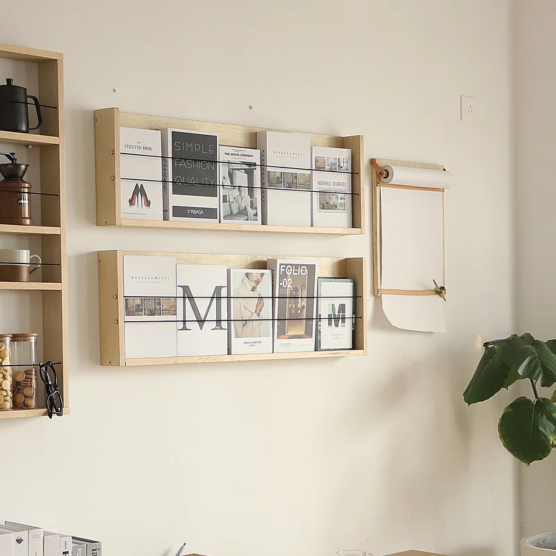 Wall-Mounted Bookshelf Magazine Rack Storage Organizer Living Room Display Shelf Decorative Simple Office Furniture Estante FYMR