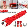 14 In 1 Wrench for Sink Faucet Sanitary Repair Tool with Double-Head Handle, Installer Ratchet Tool Set for Bathroom Sink Faucet 3