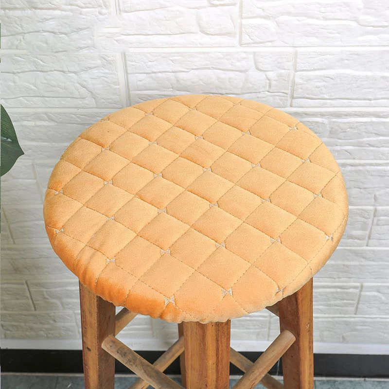 Solid Color Plush Round Chair Cover Home Dormitories Anti-skid Stool Mat All-season Universal Thicken Comfortable Stool Cushion 6