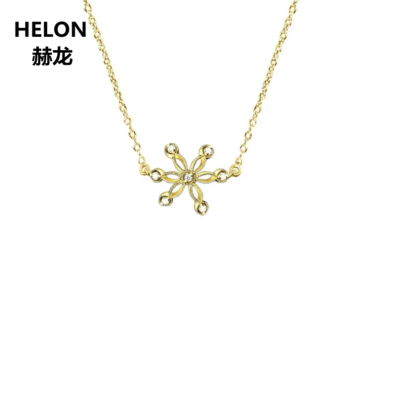 

0.24ct SI/H Full Cut Natural Diamonds Pendant Necklace Solid 18k Yellow Gold Vintage Women Pendant Engagement Wedding Party Gift