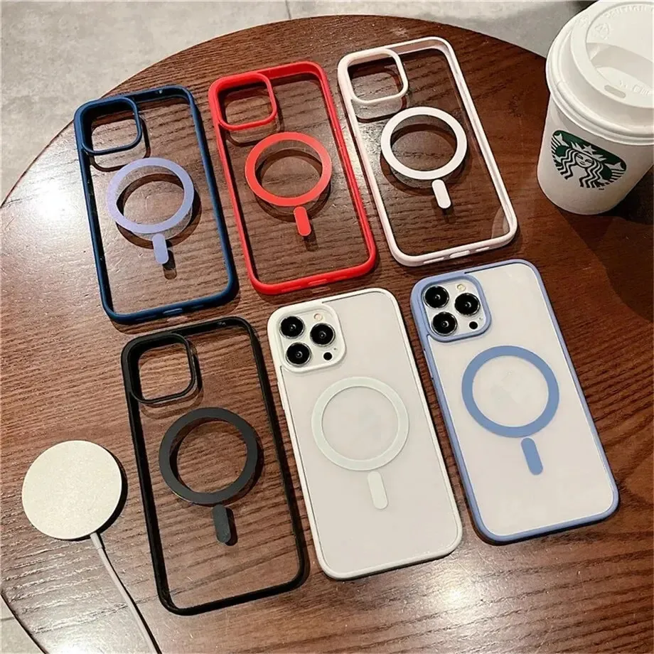 Luxury Magnetic Wireless Charging Shockproof Transparent Bumper Cover