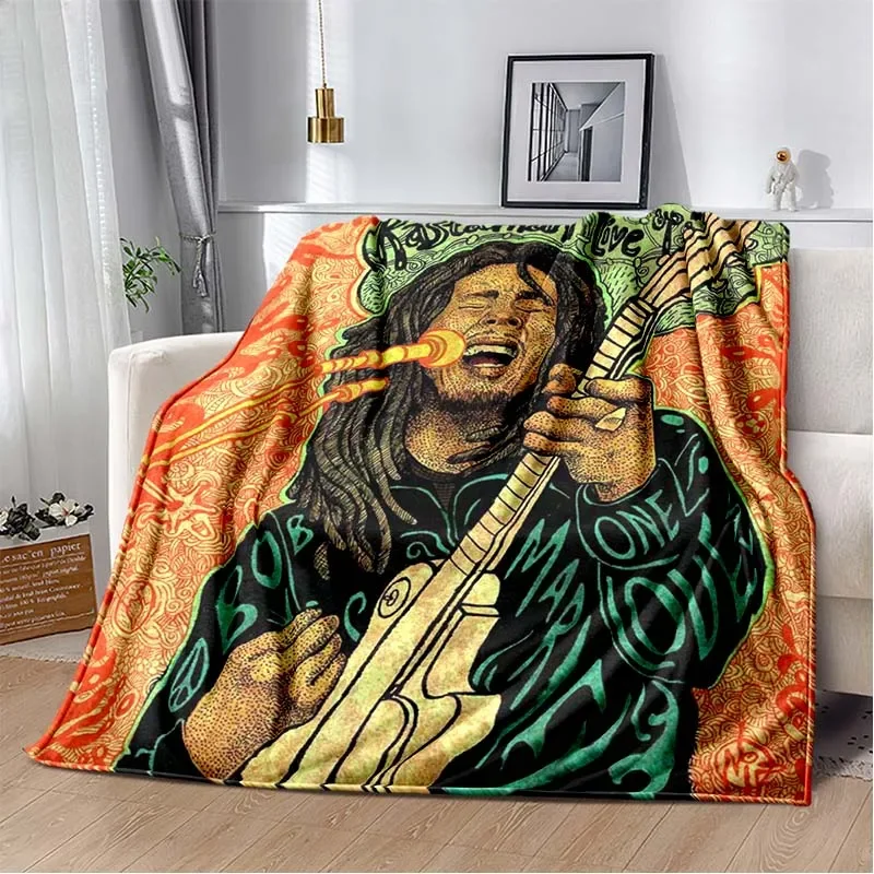 

Fashion Singer Bob Marley Pattern Linen Blanket Fashion Warm Lightweight Living Room Picnic Blanket Bedroom Sofa Bed