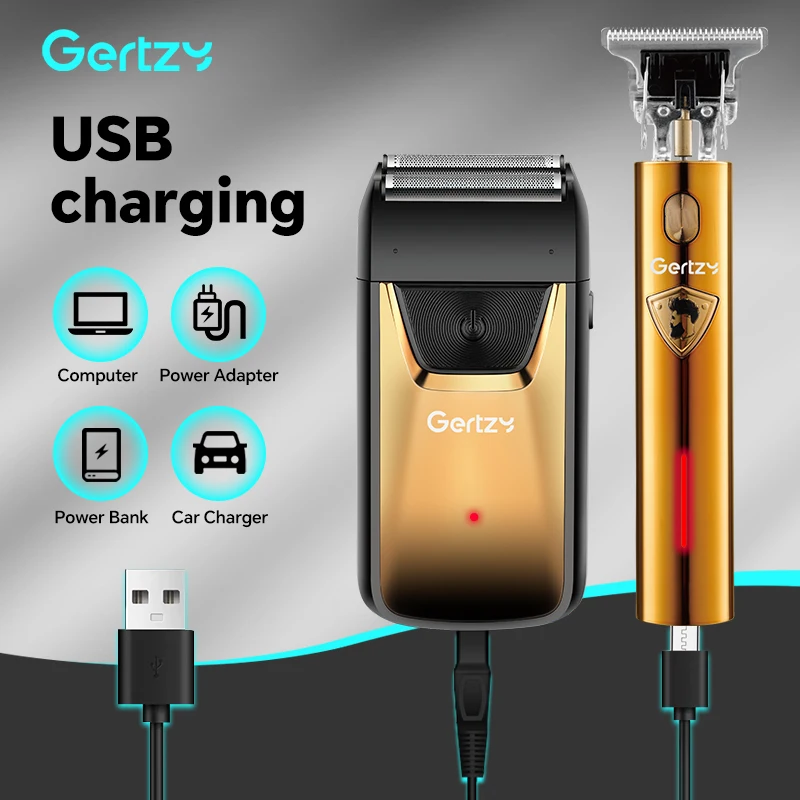 2-in-1 men's electric reciprocating aluminum foil shaver, USB rechargeable shaver, travel portable shaver