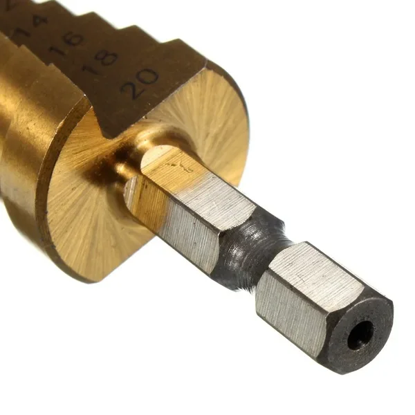Drill Bit Set 3-12mm/4-12mm/4-20mm Straight Groove Step HSS Titanium Coated Wood Metal Hole Cutter