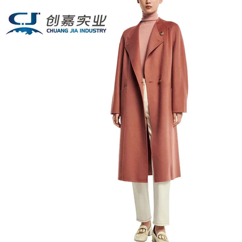 

High-end Cashmere Autumn Winter Women's Coat Dark Grey Wool Original Design Coat Temperament Elegant Casual Luxury Free Shipping