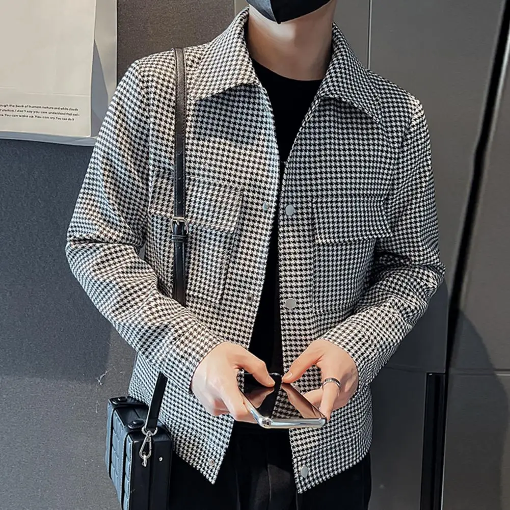 

Men Jacket Jacket Fashionable Men's Slim Fit Spring Autumn Jacket with Lapel Collar Streetwear Coat for A Stylish Trendy Look