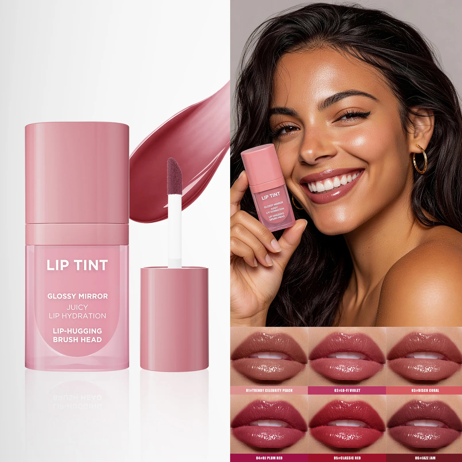 Rossetto liquido lucido effetto specchio, 6 colori, resistente all'acqua, antiaderente, a lunga durata, idratante, lucidalabbra ad alta brillantezza._voghion.com