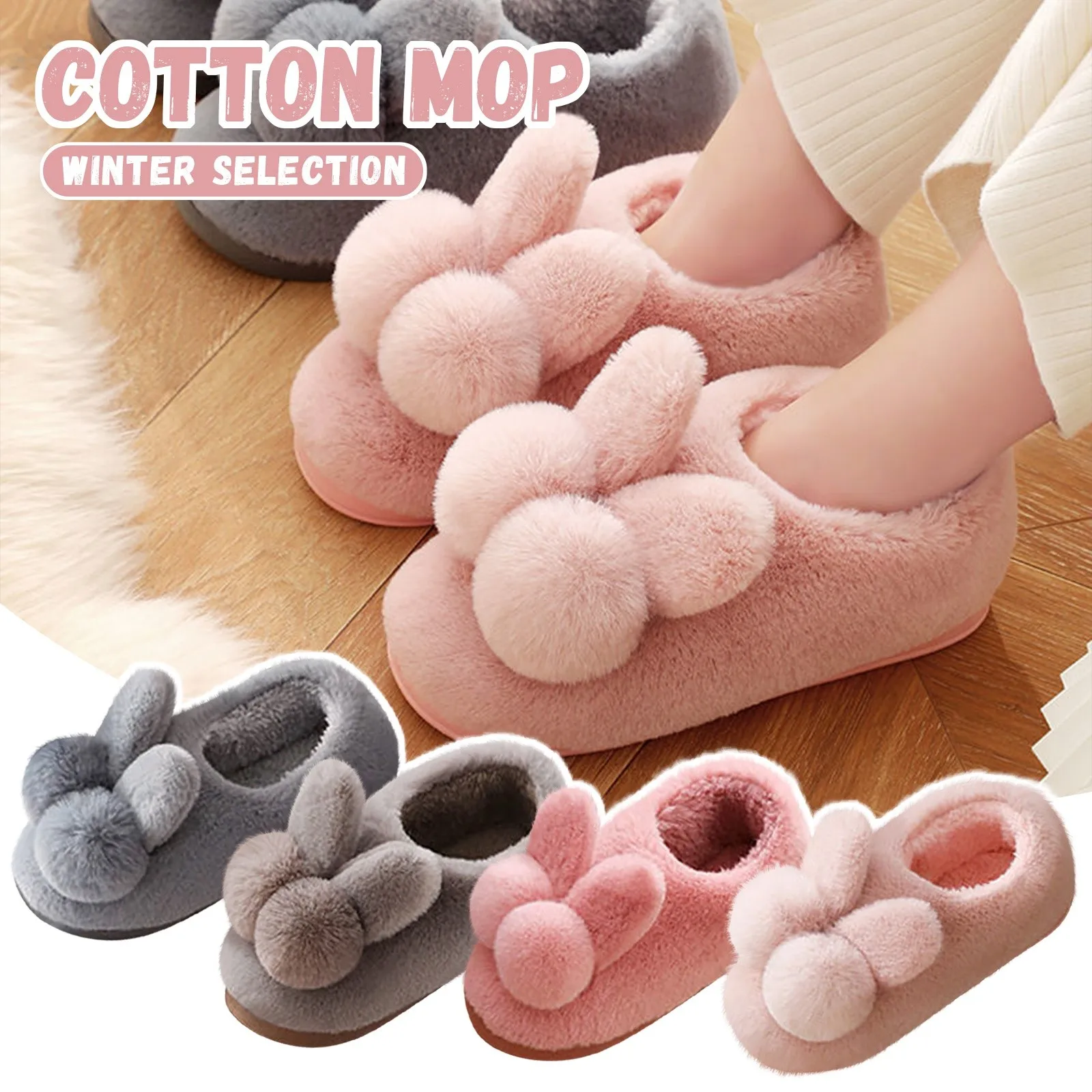 Cotton Plush Slippers for Women and Moms Soft Indoor House Shoes