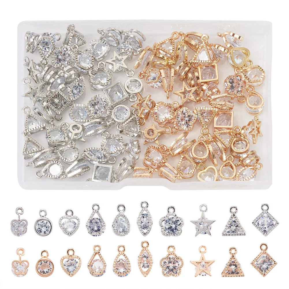

80pcs/box Mixed Shapes Alloy Charms Pendants for bracelets necklace DIY jewelry making Accessories Decor Mix Color
