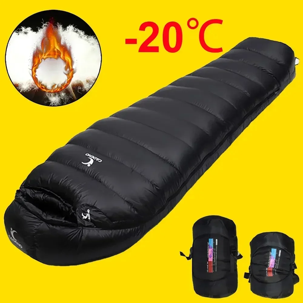 Winter Sleeping Bag Down Outdoor Camping Portable Comforter Compression Thermal Goose Down for Trekking Military Light Heated sleeping bag,survival sleeping bag