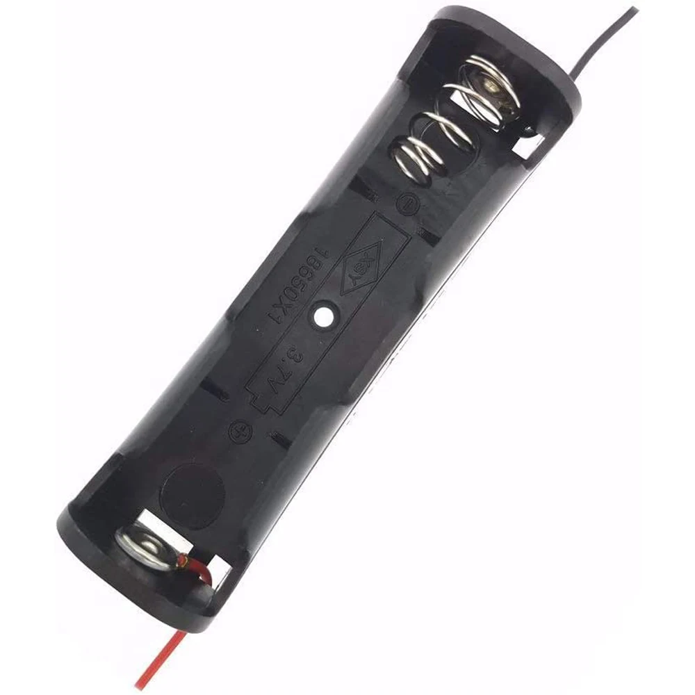 10pcs 검정색 플라스틱 DIY 배터리 보관 케이스 클립 홀더 컨테이너 1 슬롯 18650 배터리 보관 홀더 박스 케이스 와이어 리드 핀