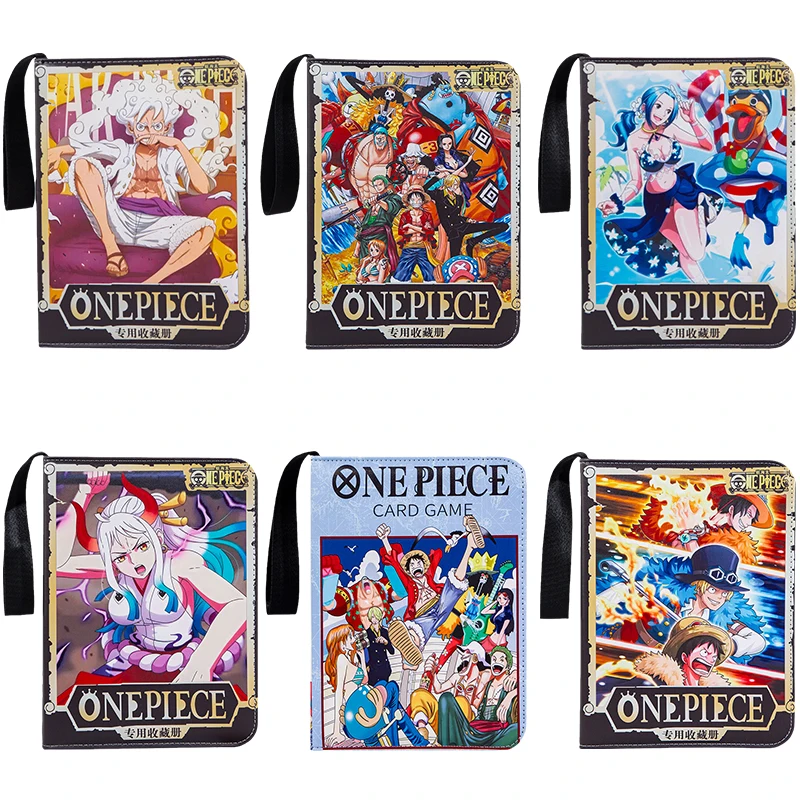 900Pcs One Piece Card Book Rufy 50 Pagine 9 Grid Loose Leaf Zipper Design Anime Game Collection Storage Book Card Kids Toy Gift