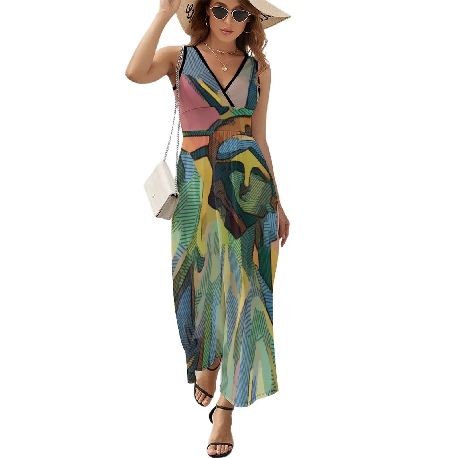

Miss Liberty [pop art edition] Sleeveless Dress Summer women's clothing evening dress luxury woman party dress