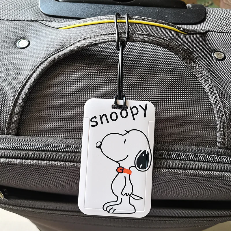 Llavero con tarjetero de Snoopy y Charlie Brown de Kawaii Peanuts, decoración para colgar en la pared, etiqueta de identificación para equipaje, regalo para niñas