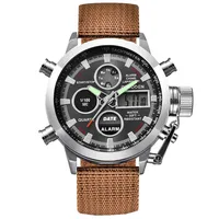 XINEW Brand Chronograph Business Watch For Men Fashion Nylon Band Alarm Stopwatch Multi-function Movement Electronic Clock Black 2