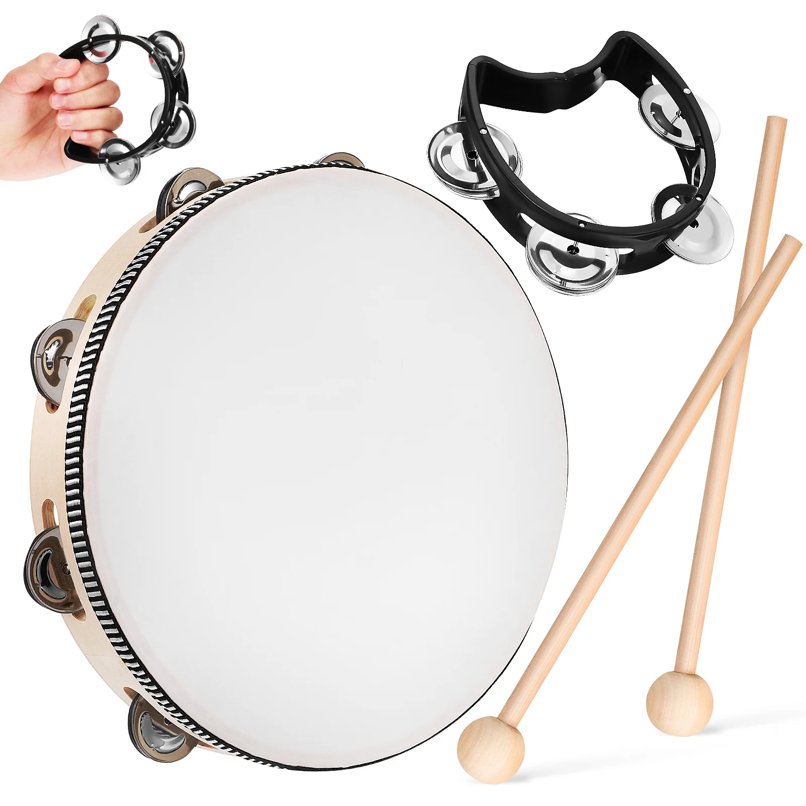 

Percussion Tambourine For Adultss Wood Tambourines Adults Handheld Drum Jingle Bells Set Church Tambourines Musical Percussion