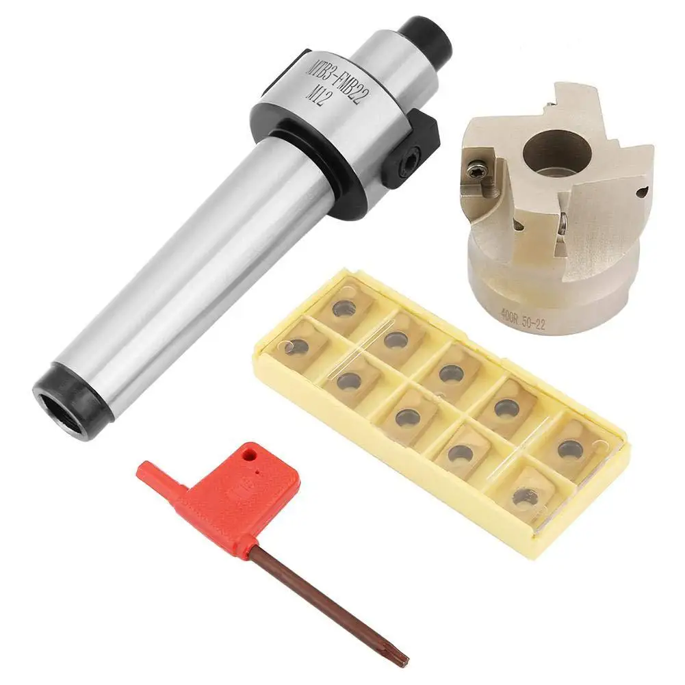 

1Set Face Milling Cutter MT2-FMB22 Holder Extension 400R-50-22 Face End Mill Cutter 10pcs APMT1604 CNC Carbide Inserts