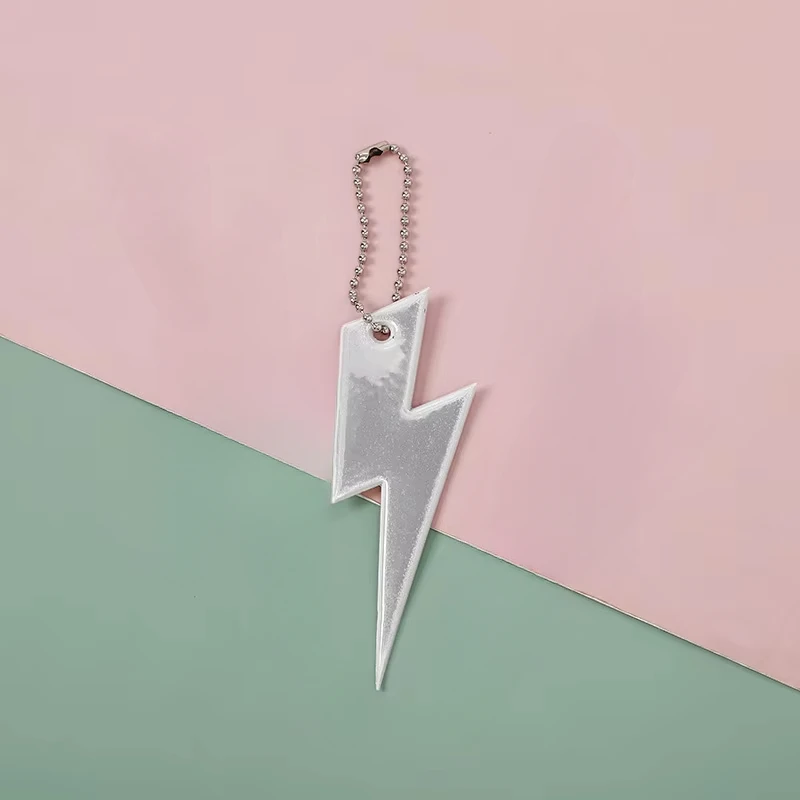 Colorful Lightning-Shaped Reflective Keychain Pendant