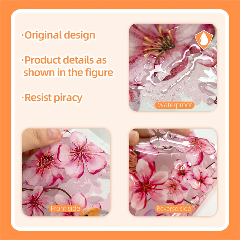 Pink Flowers Vine Birds Window Stickers 65x57cm Reusable Mural Double-sided Wall Decals Home Decor Window Glass Static Sticker wall stickers window stickers