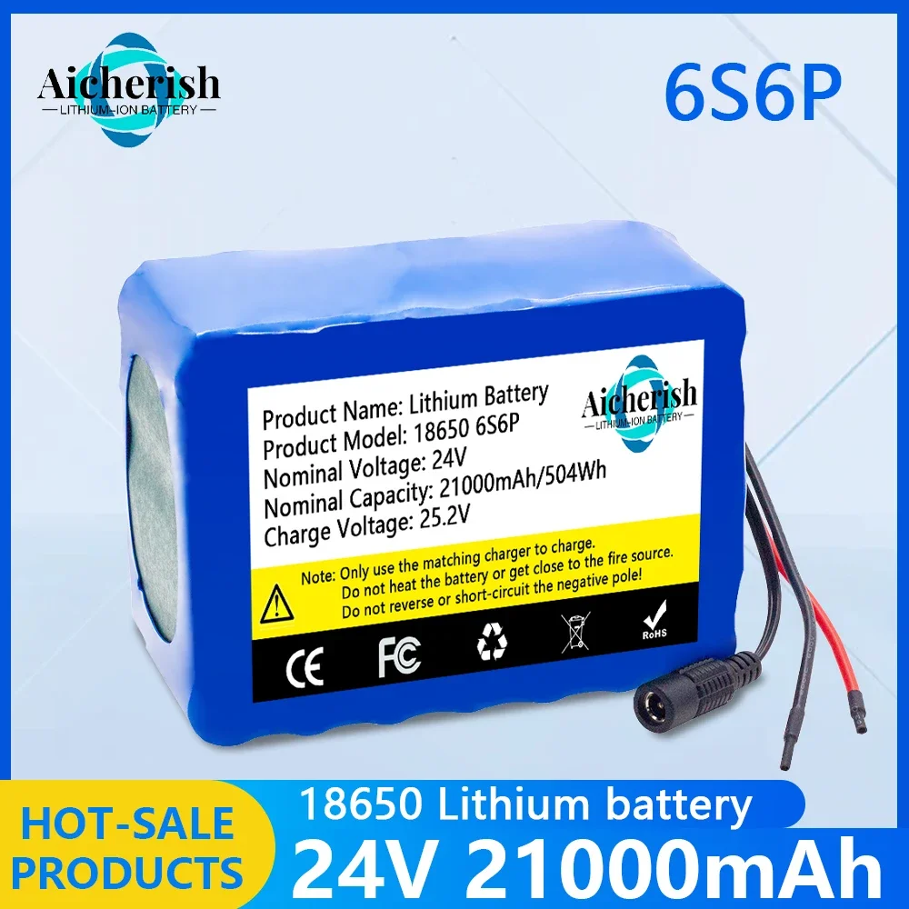 

24V 21Ah 6S6P 18650 Lithium Battery Pack 25.2V 21000mAh Battery li-ion for Bicycle Battery Pack 350w e bike 250w motor +2A