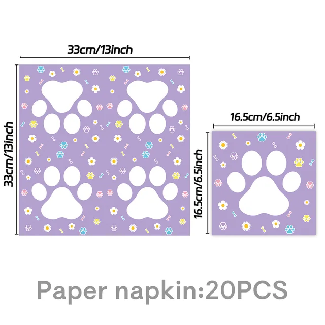 Purple Puppy Paw Birthday Party Decoration Disposable Tableware Black Dog Paw Straws Cup Plate Kids Favor Gifts Party Supplies 4