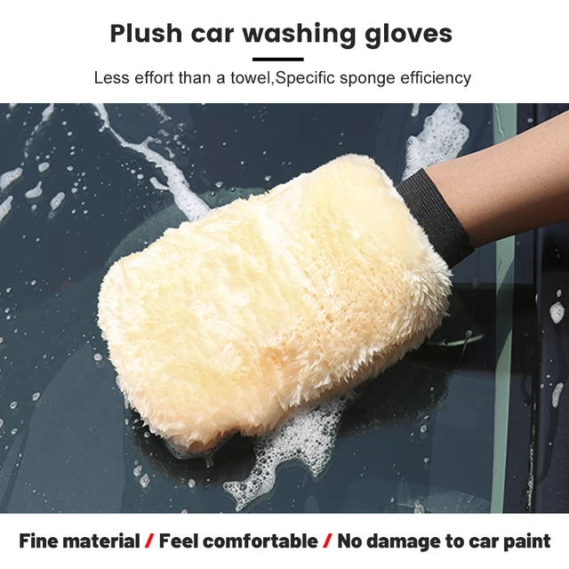 Gants de lavage de voiture en peluche Microfibre douce, brosse de nettoyage  de voiture, Absorption d'eau, gant de lavage de carrosserie, fournitures de  nettoyage - AliExpress