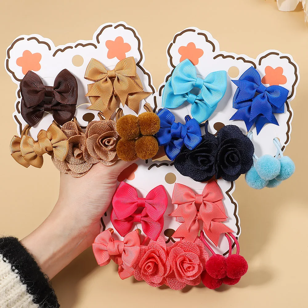 

10Pcs/Set Girl Cute Flower Bow Scrunchies Rubber Bands Children Sweet Hair Bands Hair Tie Kid Hair Accessories Baby Holiday Gift