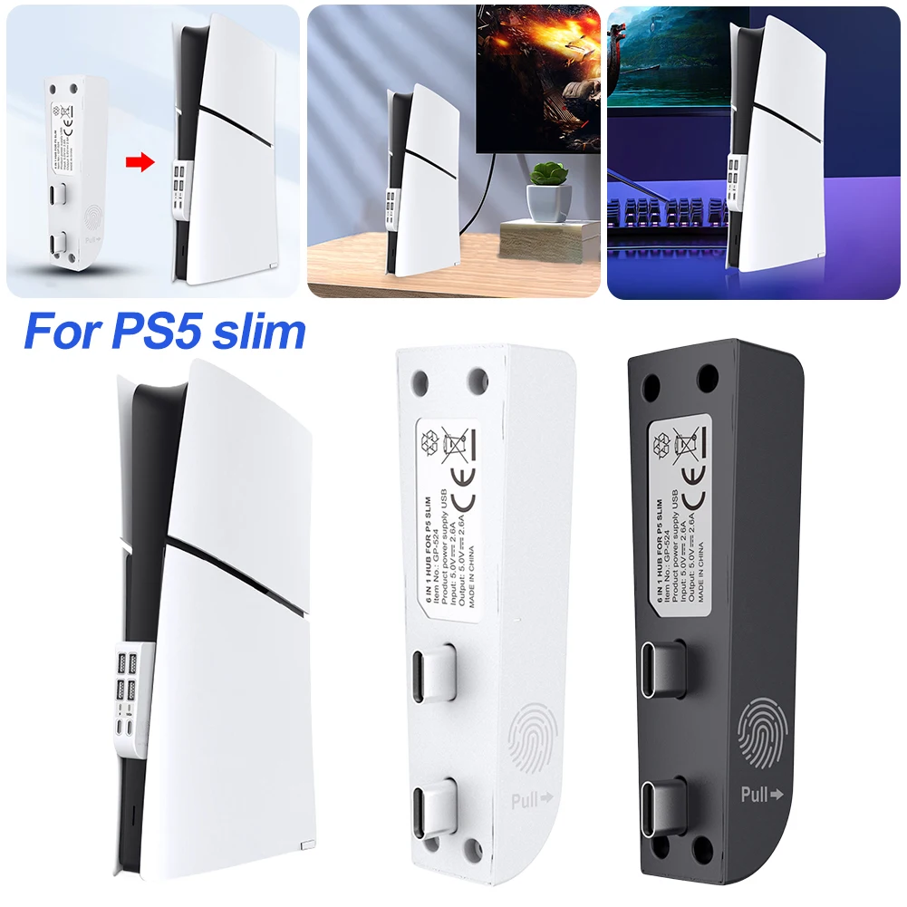 External USB Expansion Hub Splitter with 4 USB & 2 Type C Port USB Splitter Expander Hub Adapter Splitter Expander for PS5 Slim