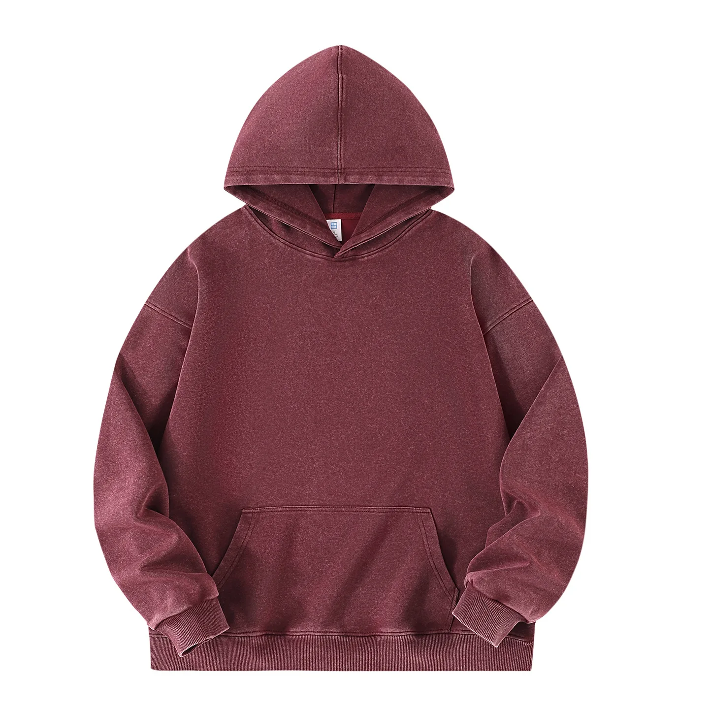 Herren-Kapuzenpullover aus säuregewaschener Baumwolle, hochwertiger Vintage-Kapuzenpullover, ohne Schnur, lockere Passform, Retro-Streetwear, lässige Sweatshirts – Detail 2